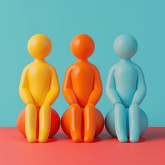 Obraz premium Colorful Figures Sitting in a Row 