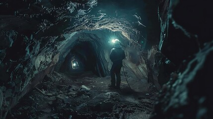 Emerging from the Depths: Portrait of a Determined Miner Resurfacing from the Earth
