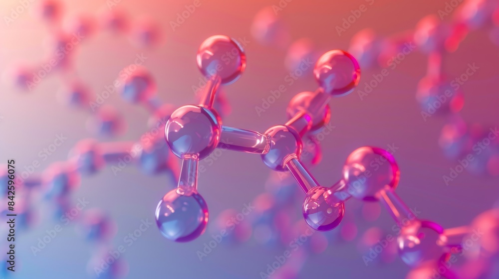 Wall mural abstract 3d render of a pink and blue molecular structure, perfect for science, technology, and medi