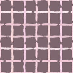 Naklejka premium Hand drawn grunge texture checkered vector seamless pattern. Abstract background with pastel colors brush strokes.