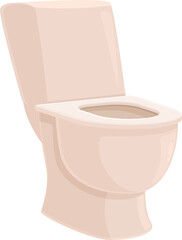 Simple beige toilet bowl is standing in the bathroom, ready to be used
