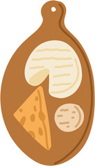 Plateau fromage cheese Picnic colorful doodle icon. Outdoor Vector illustration. Hand drawn flat style.