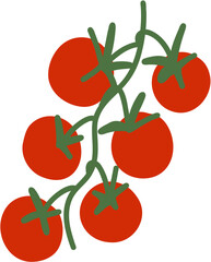 Cherry tomatoes Picnic colorful doodle icon. Outdoor Vector illustration. Hand drawn flat style.