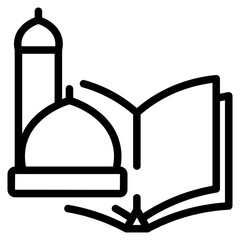 Islamic book icon symbol sign from modern reading collection in line style for mobile concept and web apps design. Education and book related vector line icon.