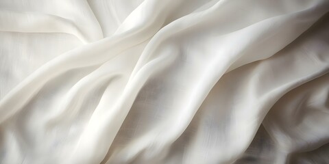 Close-up of White Linen Fabric with Natural Abstract Pattern and Rough Texture. Concept Close-up Photography, White Linen Fabric, Abstract Patterns, Rough Texture, Natural Textiles