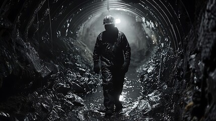 Emerging from the Depths: Portrait of a Determined Miner Resurfacing from the Earth