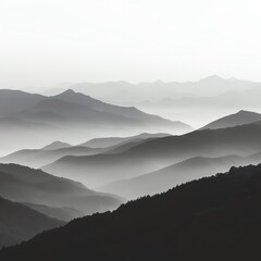 Fototapeta premium Monochrome mountains, silhouette, wide lens, subtle shades for serene wallpaper