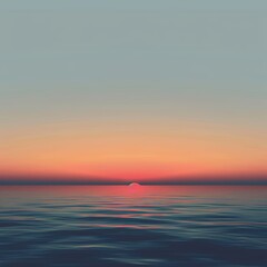 Fototapeta premium Simple horizon, sunset colors, wide frame, minimalist design for serene background