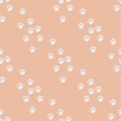 Seamless white dog’s footprint pattern