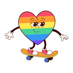 Rollin' with Pride: Groovy LGBTQ+ Heart on Skate