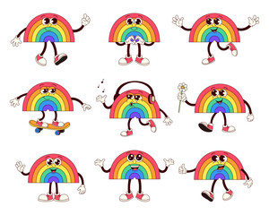 Groovy Rainbows: A Playful Collection of Cartoon Characters