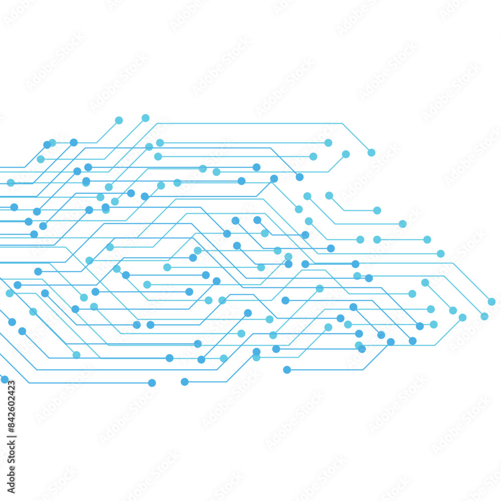 Poster blue circuit board hi technology background. networking technology circuit board abstract lines comm