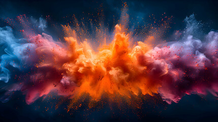 A burst of bright and vivid color splashes isolated on a black  background, creating a striking contrast