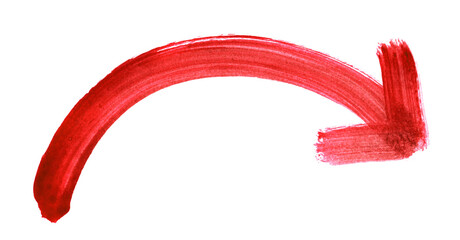 Schnell gemalter Pfeil mit Schwung in rot