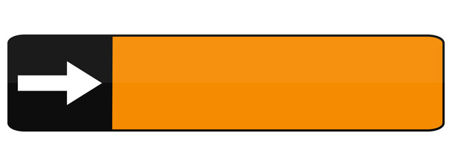 Button Banner schwarz orange: Pfeil, Hinweis oder Wegweiser