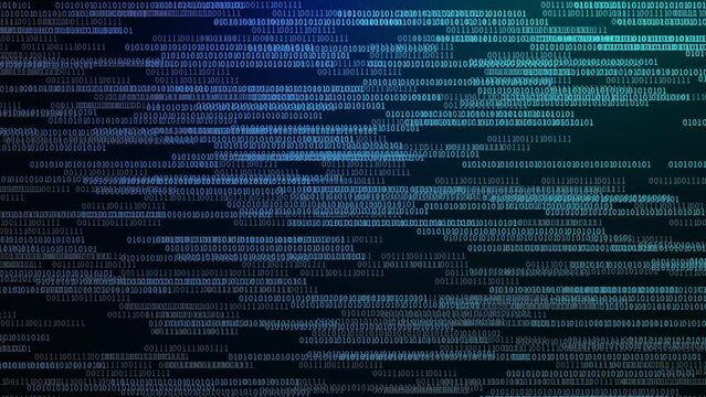 Abstract binary background. Digital technology, big data, cyber reality and programming concept. 4K video animation 3d rendering.