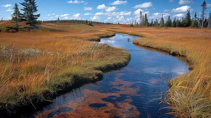 A river runs through a grassy field