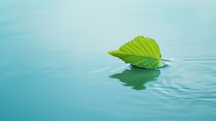 A Single Leaf Afloat on Calm Waters