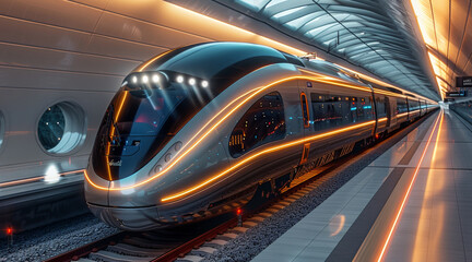 Obraz premium A hydrogen powered ultra modern train. Generative AI.
