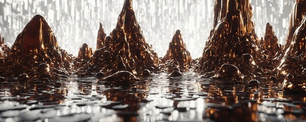 there is a very large amount of shiny chocolate trees in the water