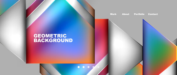 Naklejka premium Metal triangles with colorful bright triangles. Geometric modern minimalist design template