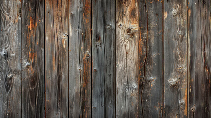 Naklejka premium Grunge wood panels, Close up view of weathered wooden panels with a rustic, grunge appearance