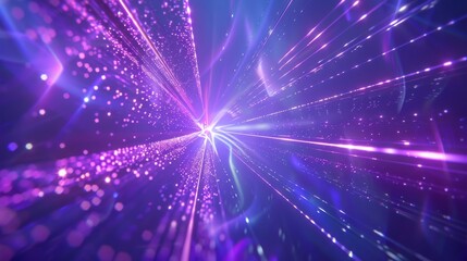 Midjourney on a purple-blue background, Exclamation point text emanating from it, laser beams forming geometric shapes and patterns, smoothly moving across the screen, surrounding the text with light 