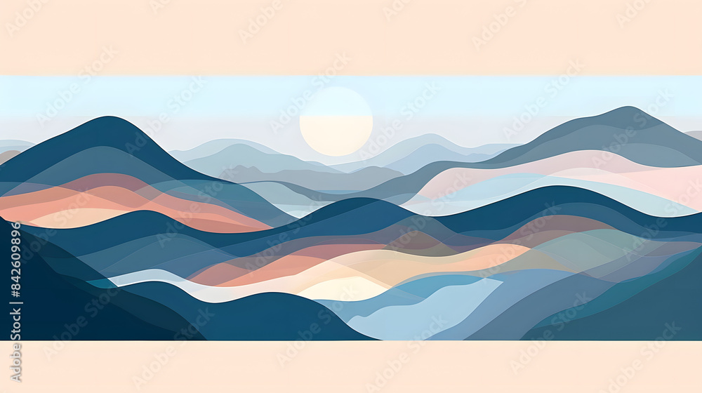 Aufkleber abstract vector illustration of mountains. simple unique shapes. soft flowing lines