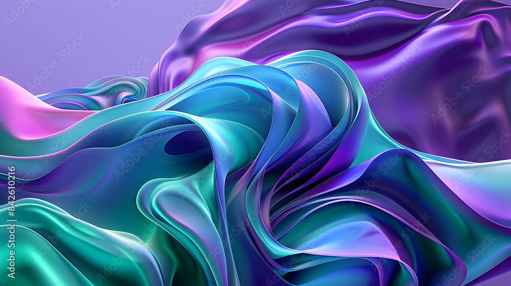 Poster abstract vibrant backdrop with geometric forms and bends. 3d rendered image. multicolored ripples in