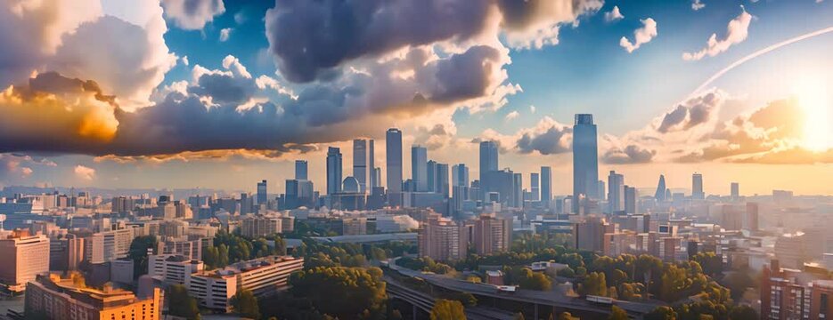 Cityscape with modern buildings in a financial area in Madrid in Spain 4K Video