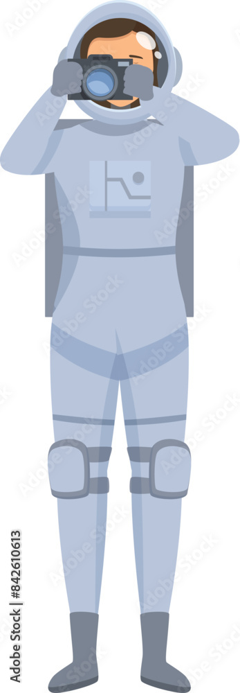 Aufkleber astronaut wearing spacesuit taking photos with professional camera in outer space