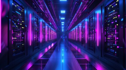 a sciencefiction imagery of storage boxes and containers, business venture, fintech company, black, blue and purple colors, dark lighting, wide view 