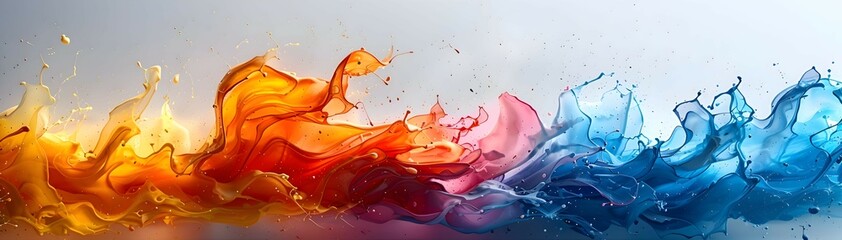 Obraz premium A dynamic burst of vibrant colors splattered against a clean, white backdrop