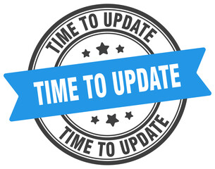 time to update stamp. time to update label on transparent background. round sign