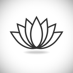 Lotus flower graphic icon. Abstract sign isolated on white background. Nature symbol. Vector illustration