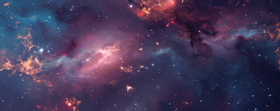 Stunning cosmic vista of galaxies and nebulae in vibrant colors, captured in high resolution