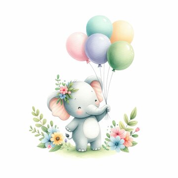 recommend clip art: baby shower summer theme. watercolor illustration, Perfect for nursery art, simple clipart, single object, white color background. for Baby Shower Invitation Template.