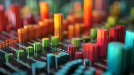 Obraz premium create a contemporary art image, column Excel charts and pie Excle charts can be seen in the image, 3D image, 4K 