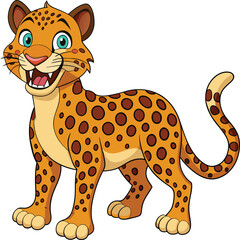Cute leopard in flat cartoon style. Leopard animal vector illustration
