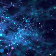 Abstract Network of Blue and Purple Lights