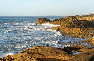 Ocean Surf, Sea Waves in Essaouira, Morocco Coast, Surf Motion with Foam and Spray