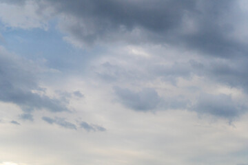 Blue Sky with White Clouds, Sunny Cloudy Sky Texture Background, Fluffy Clouds Pattern, Sunny Cumulus
