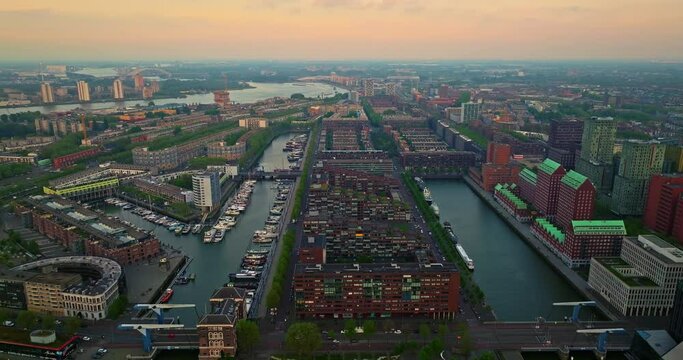 Aerial view of Rotterdam, The Netherlands. Urban overview