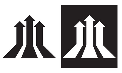 Three up arrows icon. Vector illustration. isolated on white and black background. 