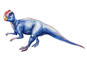 Realistic dinosaur isolated on background. Hand painted watercolor dinosaur illustration Cute Dino Jurassic period