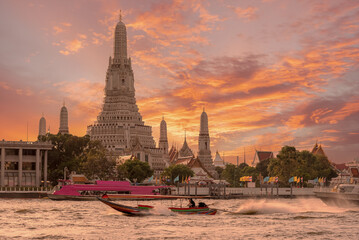 The most beautiful Viewpoint Wat Arun,Buddhist temple in Bangkok, Thailand 