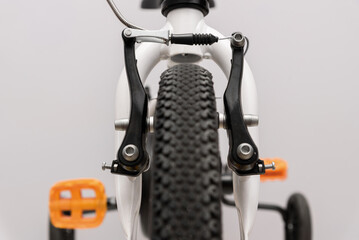 Fragment of a bicycle, front brakes close-up