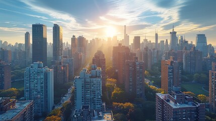 Obraz premium A landscape modern city view from high rise. Aerial high view. Generative AI.