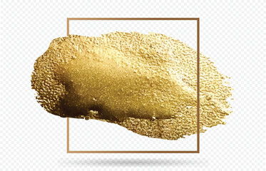 Gold brush strokes. golden paint brush stroke. watercolor golden stroke brush hand drawn. realistic gold brush paint strokes gold stain with golden glitter texture. 