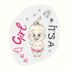Its a girl, vector poster design for gender reveal party